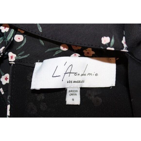 L'ACADEMIE Sz S Small Black Floral Harper Choker Blouse Top - Picture 3 of 9